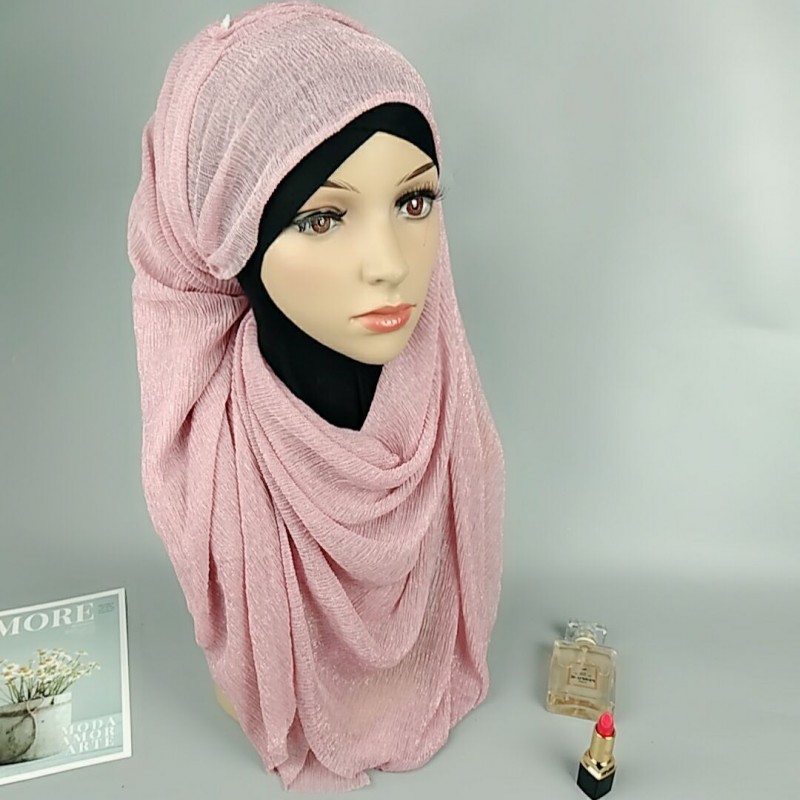 Deep Pink Gold ct Plain Silk Hijab