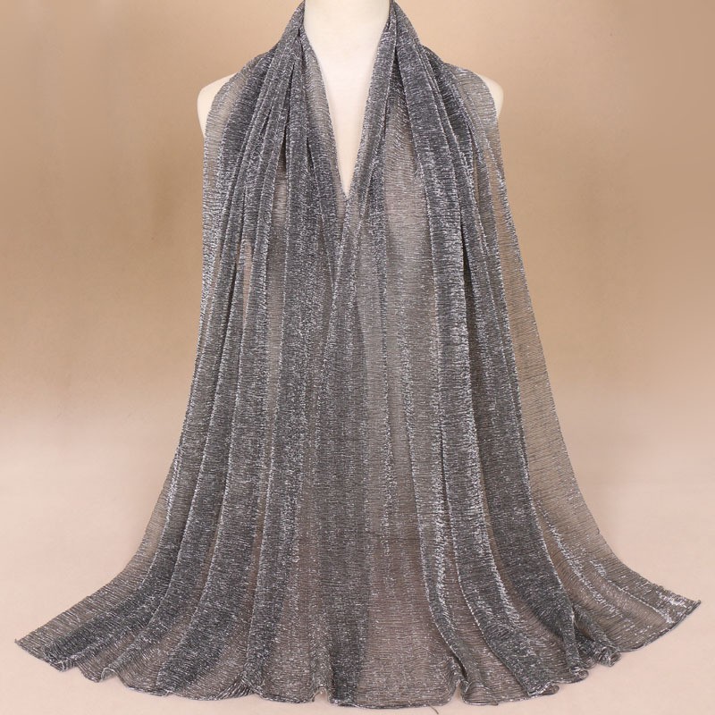 Grey Gold Shimmer Silk Hijab