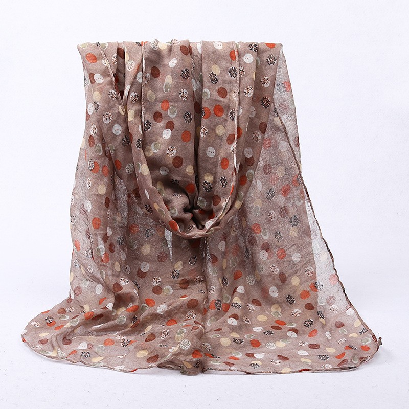 khaki Colourful Polka Print Hijab
