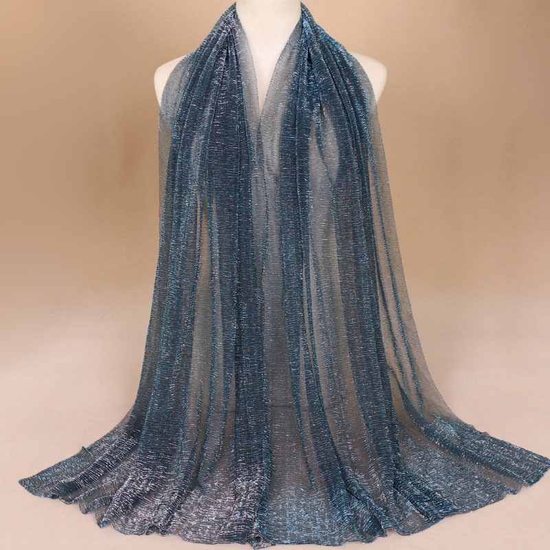 Smokey Grey Gold Shimmer Silk Hijab