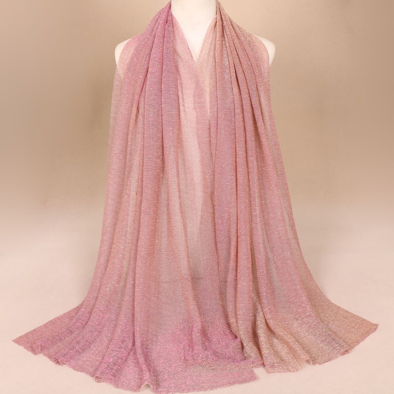 Dusty Pink Gold Shimmer Silk Hijab
