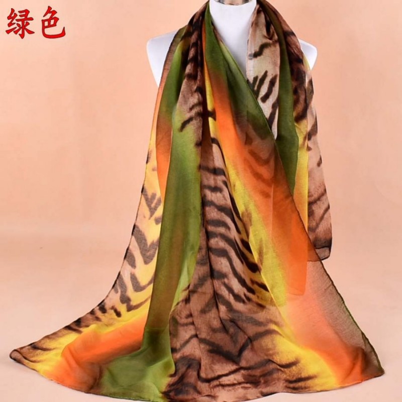 Green Orange Tiger Ombre Print Hijab