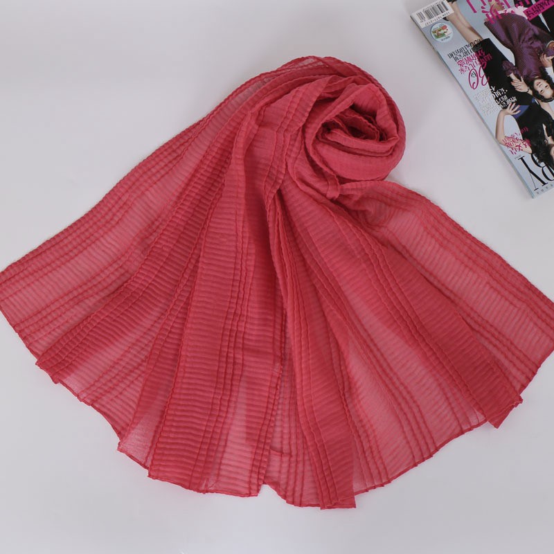 watermelon red Cotton Ridge Crinkle Hijab