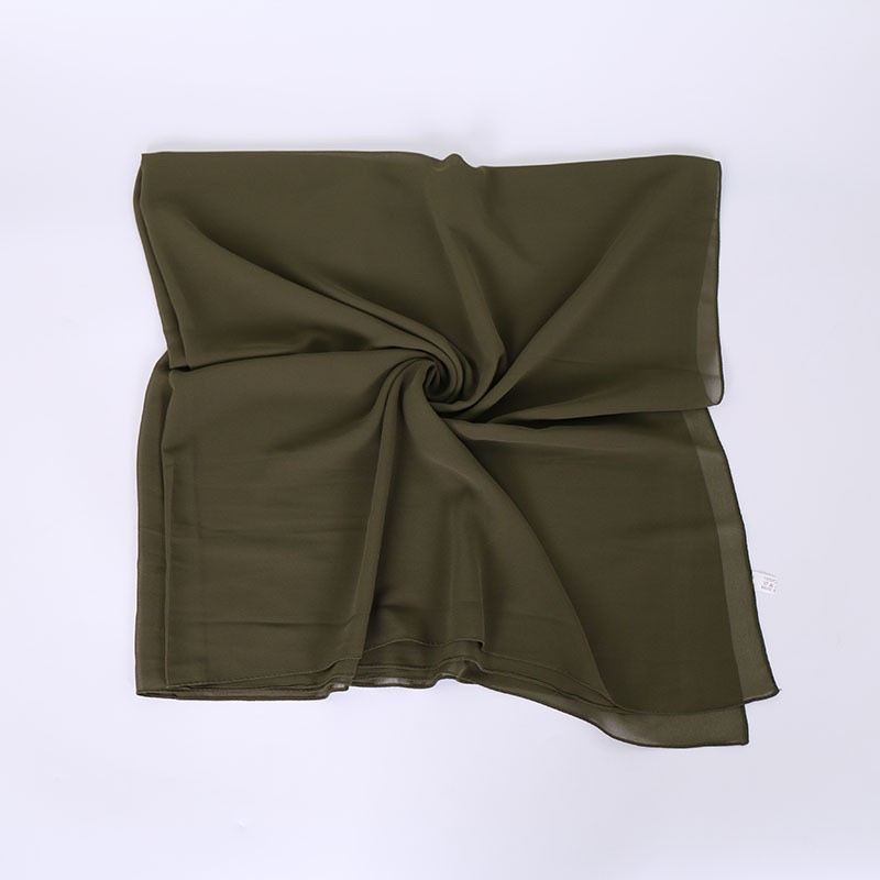 Khaki Pearl Chiffon Square Hijab