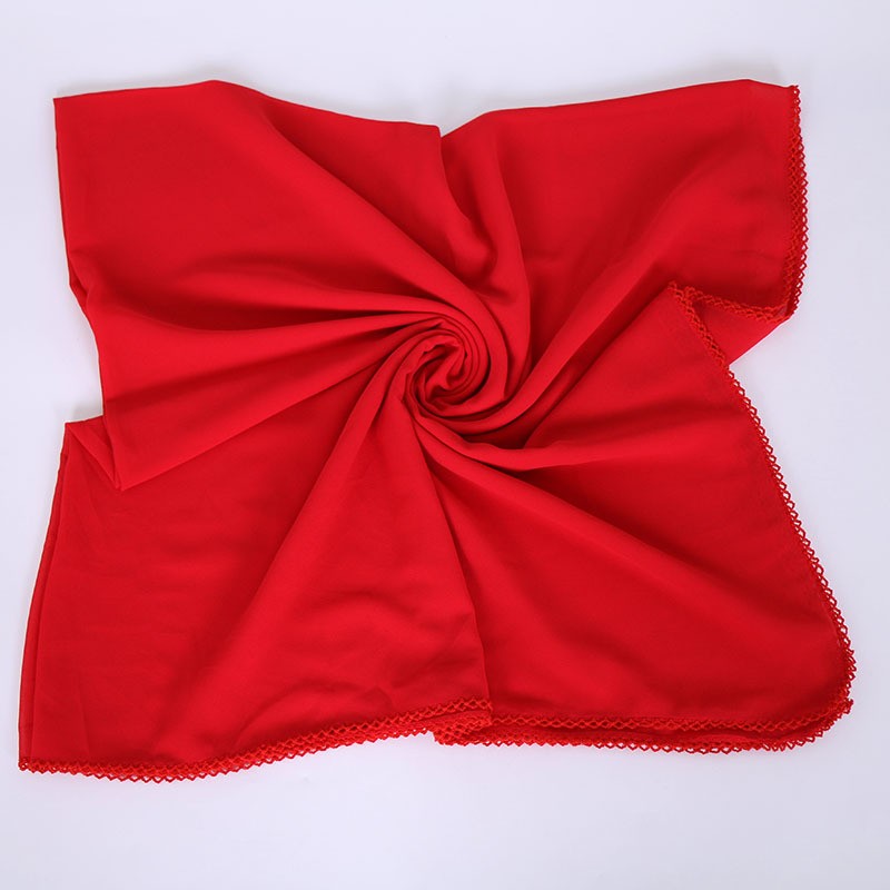 red Crumpled Chiffon Square Hijab