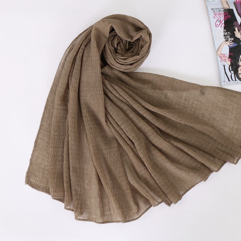 khaki Crimp Cotton Crinkle Hijab