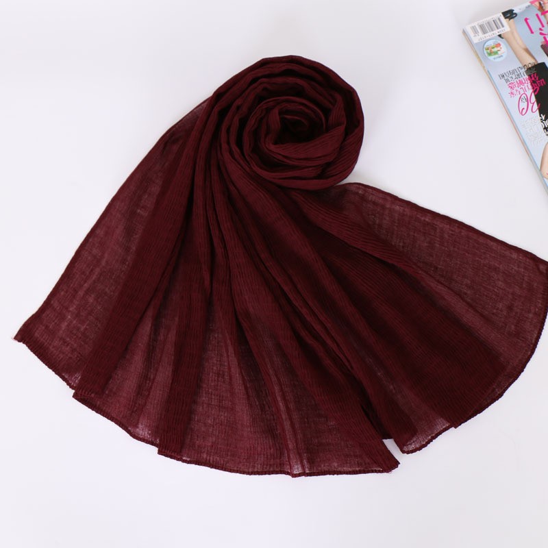 deep wine red Crimp Cotton Crinkle Hijab