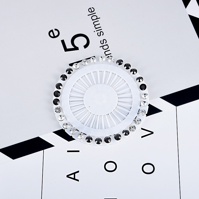 Black & White Crystal Hijab Pins
