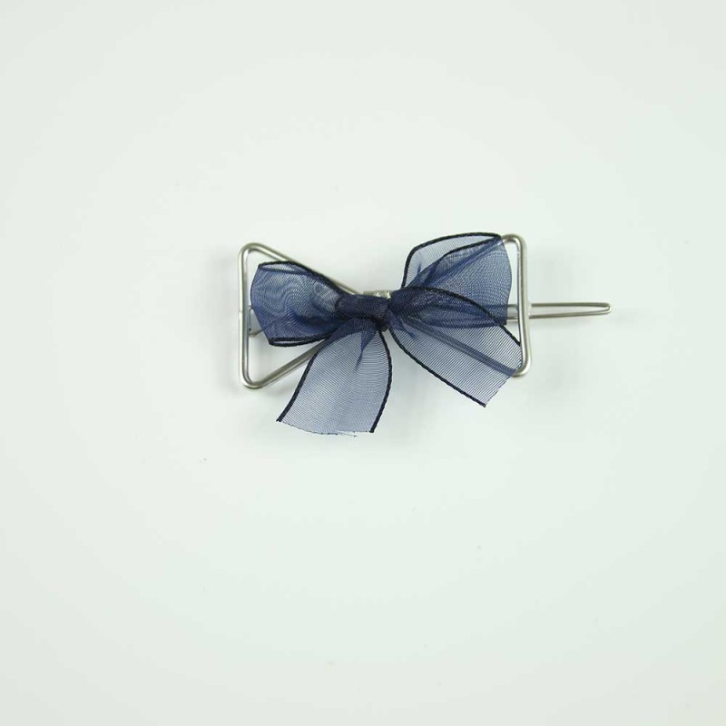 Navy ribbon hair pin