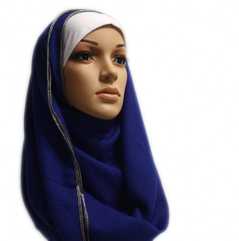 Royal Blue Silver Chain Hijab