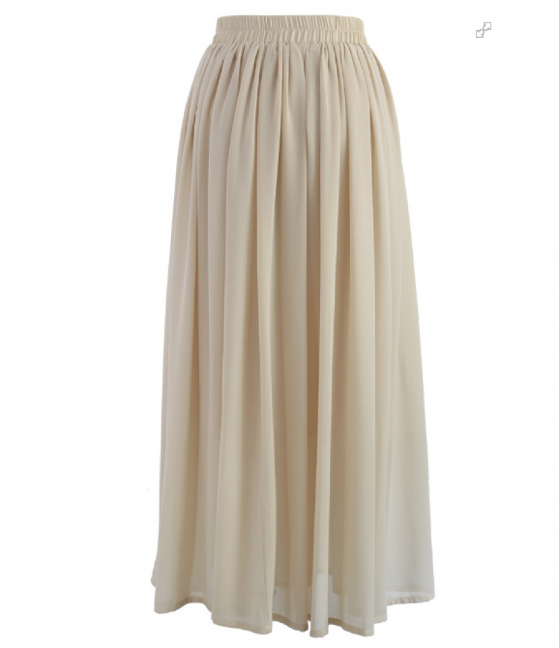 Apricot Chiffon Pleated Maxi Skirt M/L 