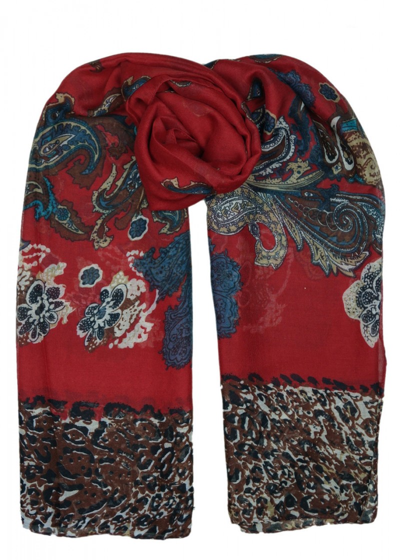 Leopard Paisley Red