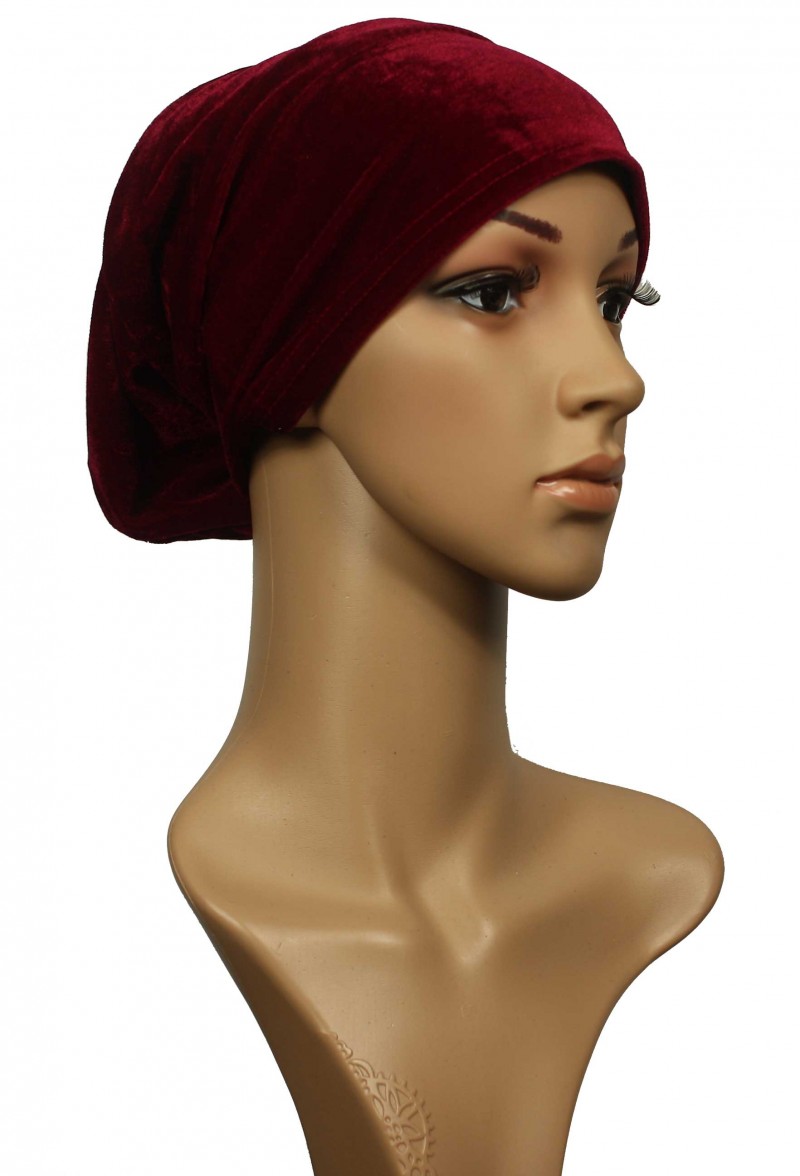 Maroon Velvet Hijab Cap