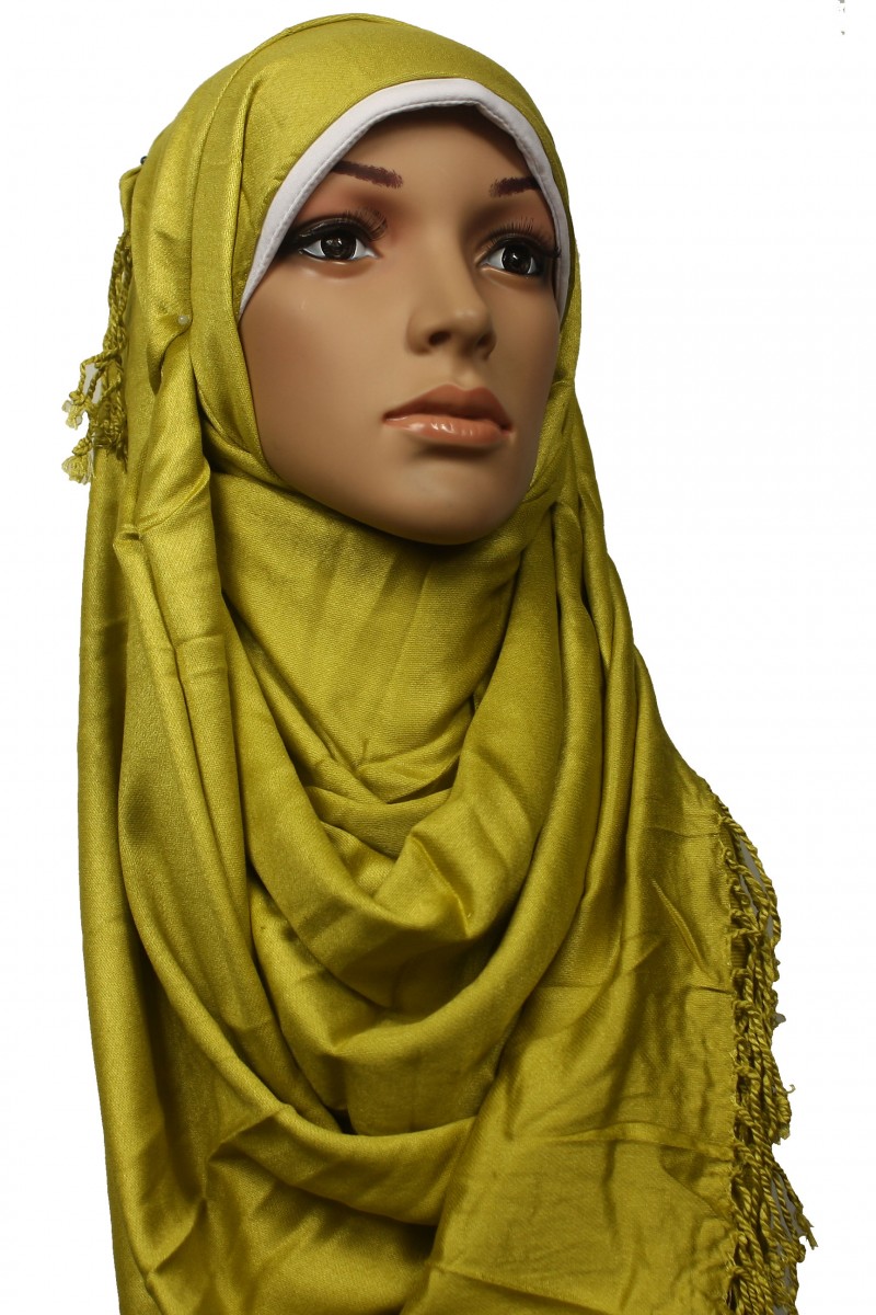 Metallic Yellow Plain Satin Hijab
