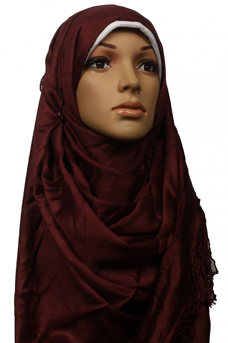 Maroon Plain Satin Hijab