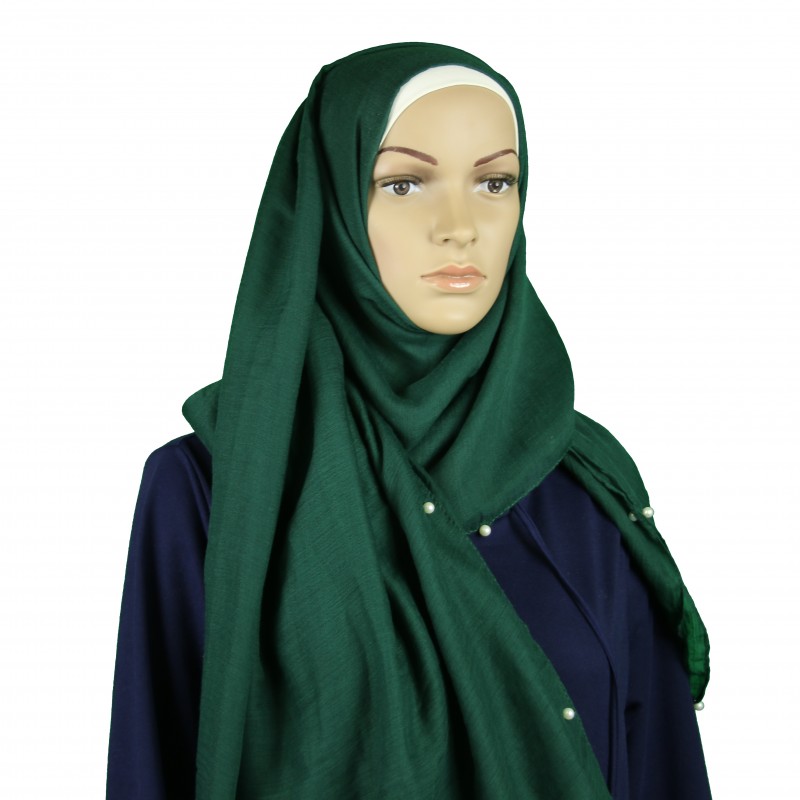 Green All Edge Pearl Hijab