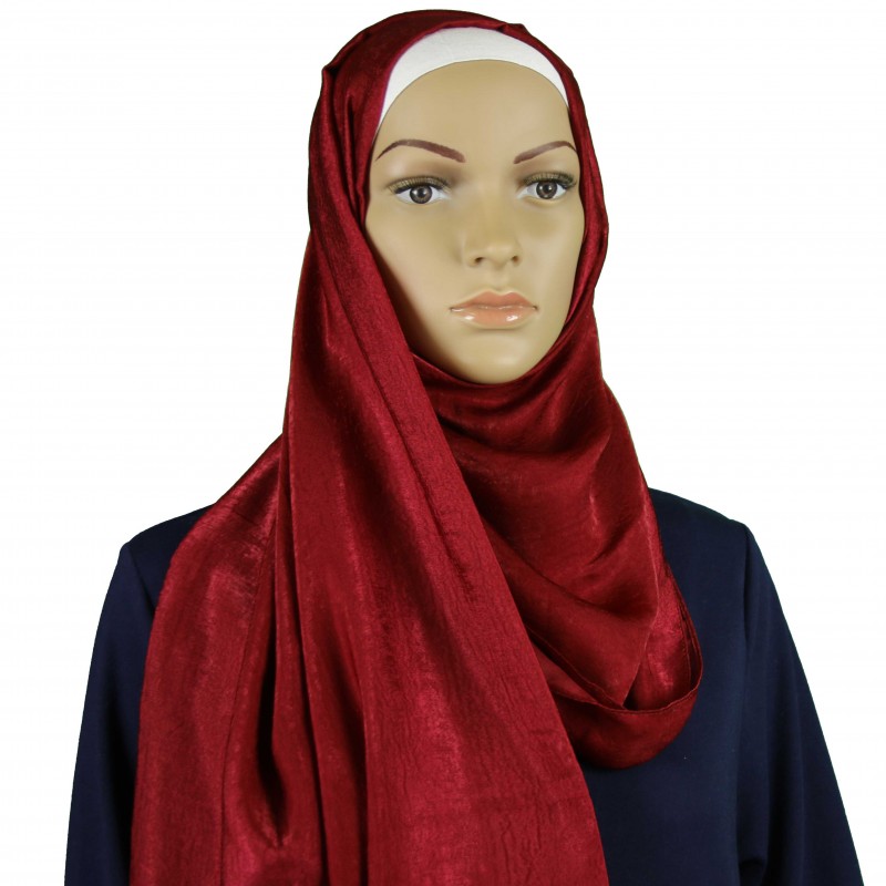 Wine Red Velvet Silk Maxi Hijab