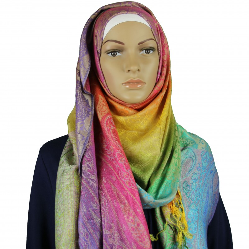 Light Paisley Rainbow Pashmina