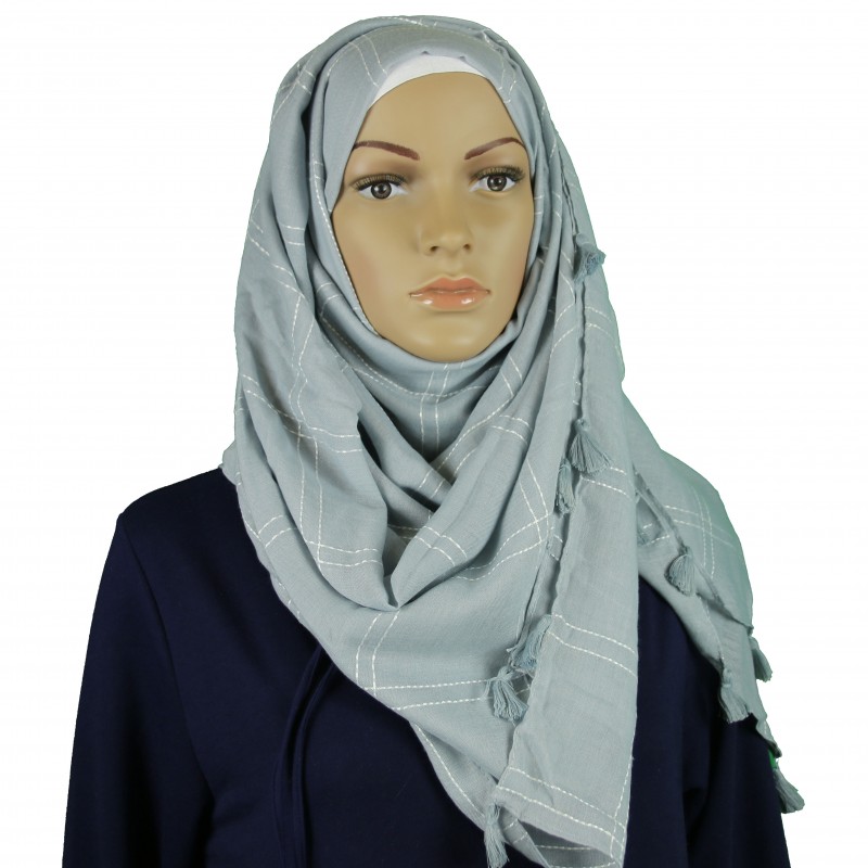 Silver Criss Cross Tassel Hijab