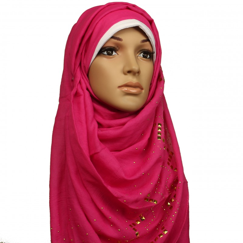 Hot Pink Zig Zag Studded Hijab