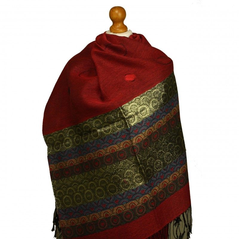 Polka Shimmer Pashmina Maroon