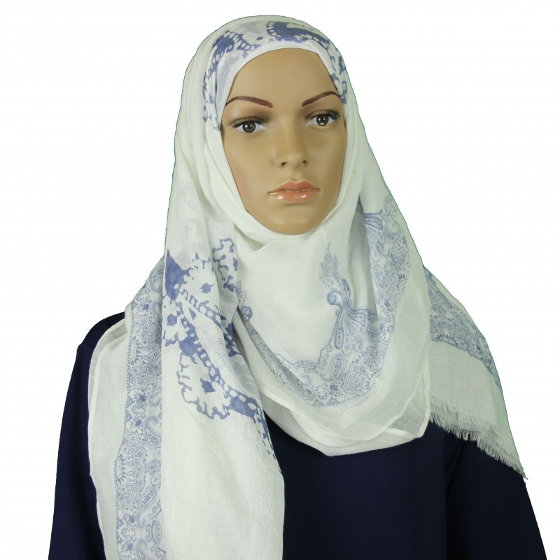 White Blue Porcelain China Hijab