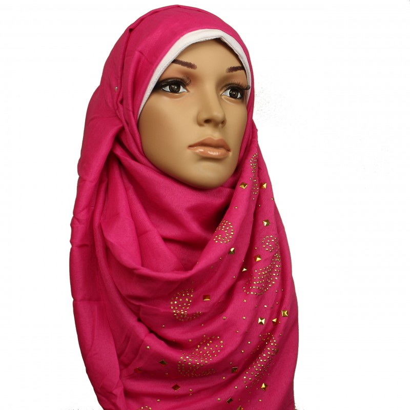 Hot Pink Cashew Studded Hijab