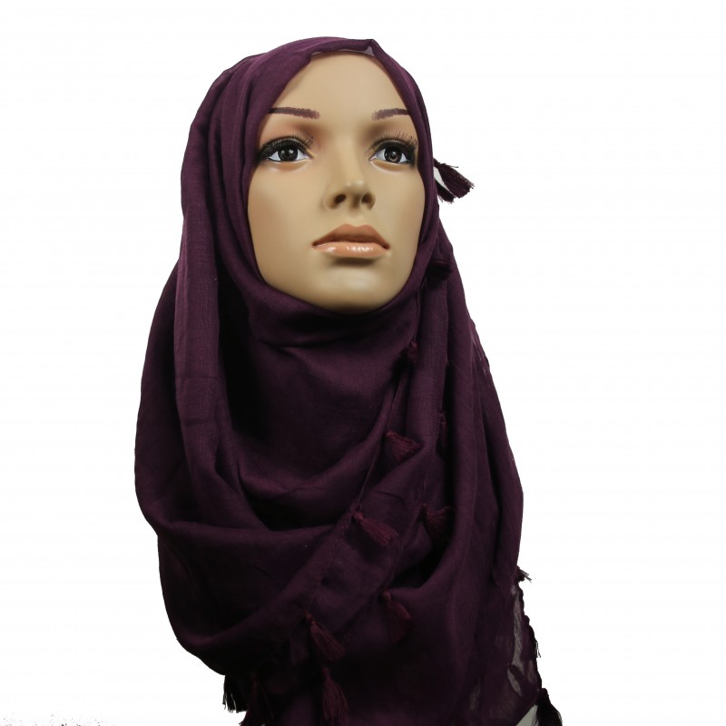 Deep Purple Tassel Hijab