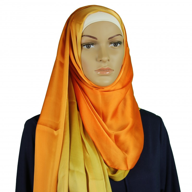 Orange & Gold Silk Georgette Ombre Hijab
