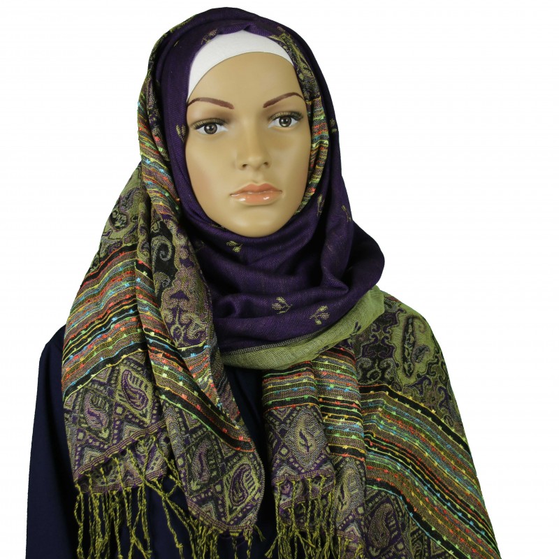 Purple Lined Cashew Pashmina