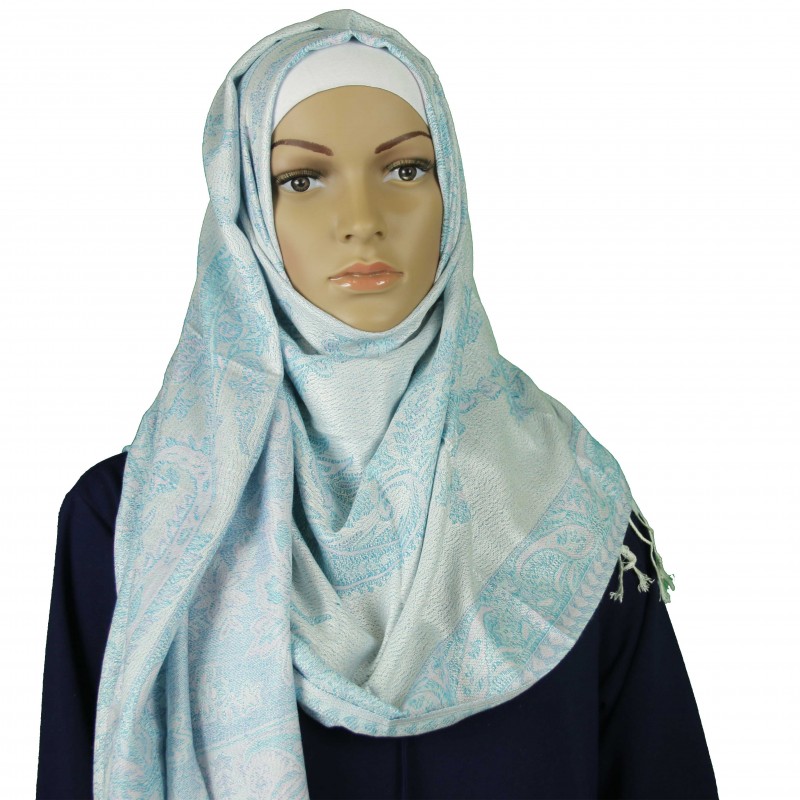 Baby Blue Garden Paisley Pashmina