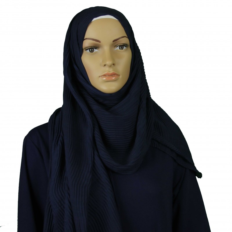 Navy Ripple Crinkle Hijab