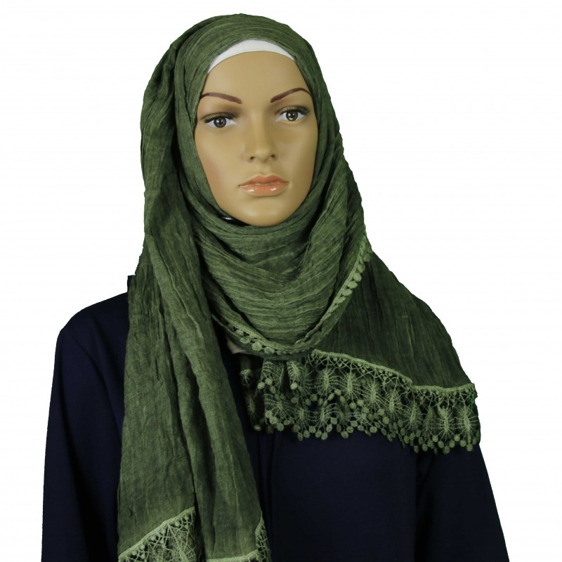 Green Dupatta Crochet Hijab