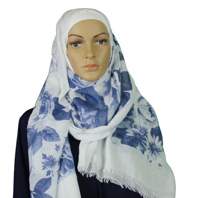 Blue Screened Rose Hijab