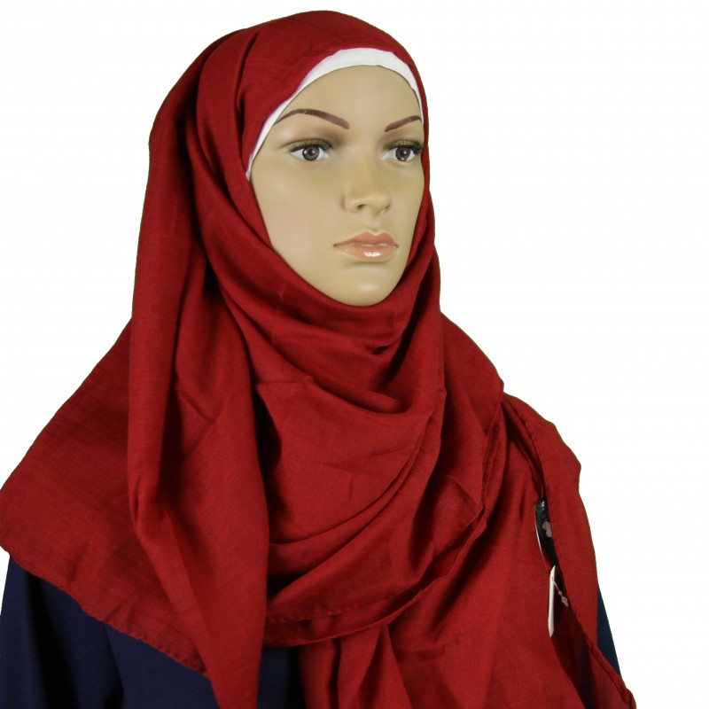Wine Red Cotton Linen Extra Maxi Hijab