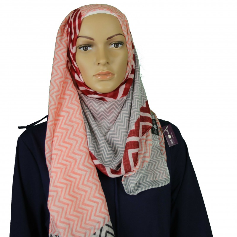 Red ZigZag Mix Hijab