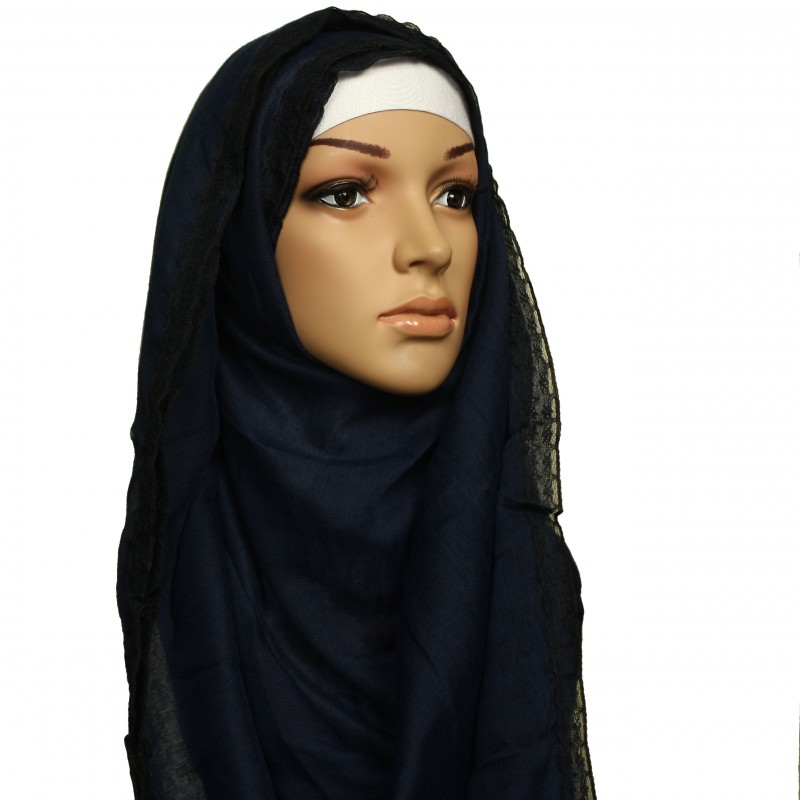 Navy Lace Trim
