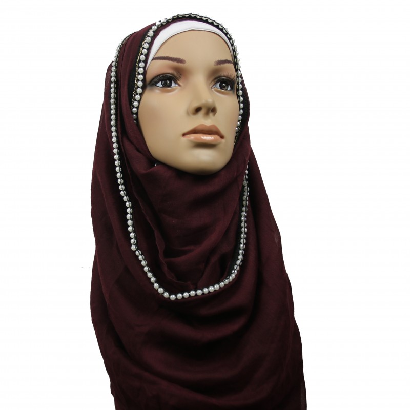 Cocoa Bean Pearl Chain Hijab Clearance