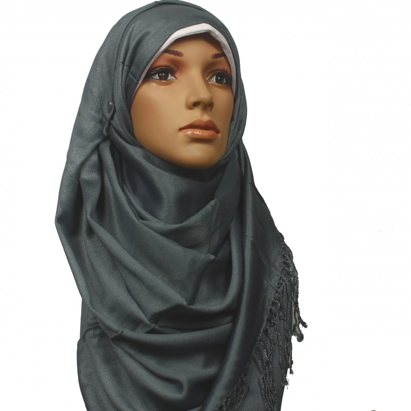 Grey Plain Satin Hijab