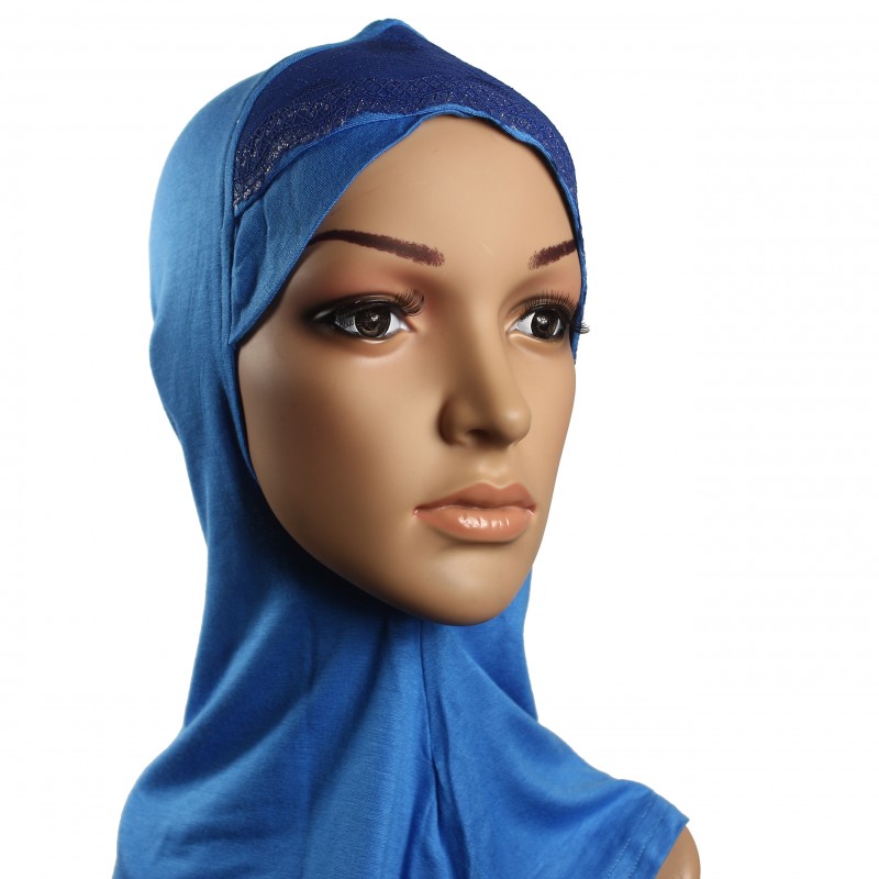 Light Blue Lace Hijab Full Underscarf