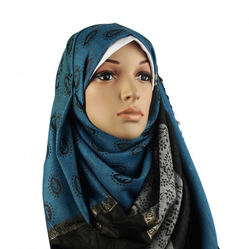 Blue Print Pashmina Hijab