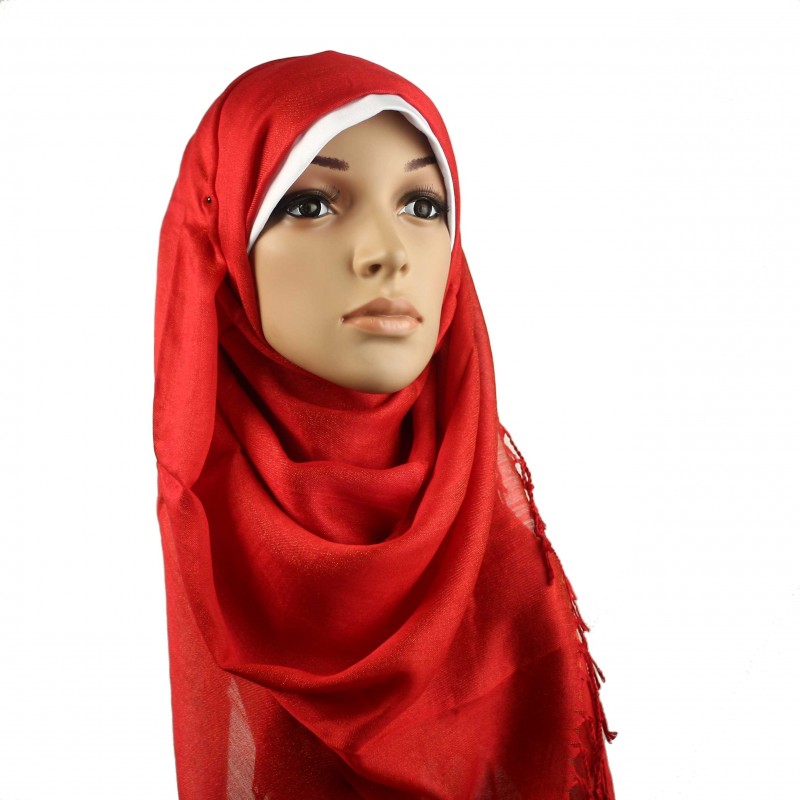 Red Silk Hijab