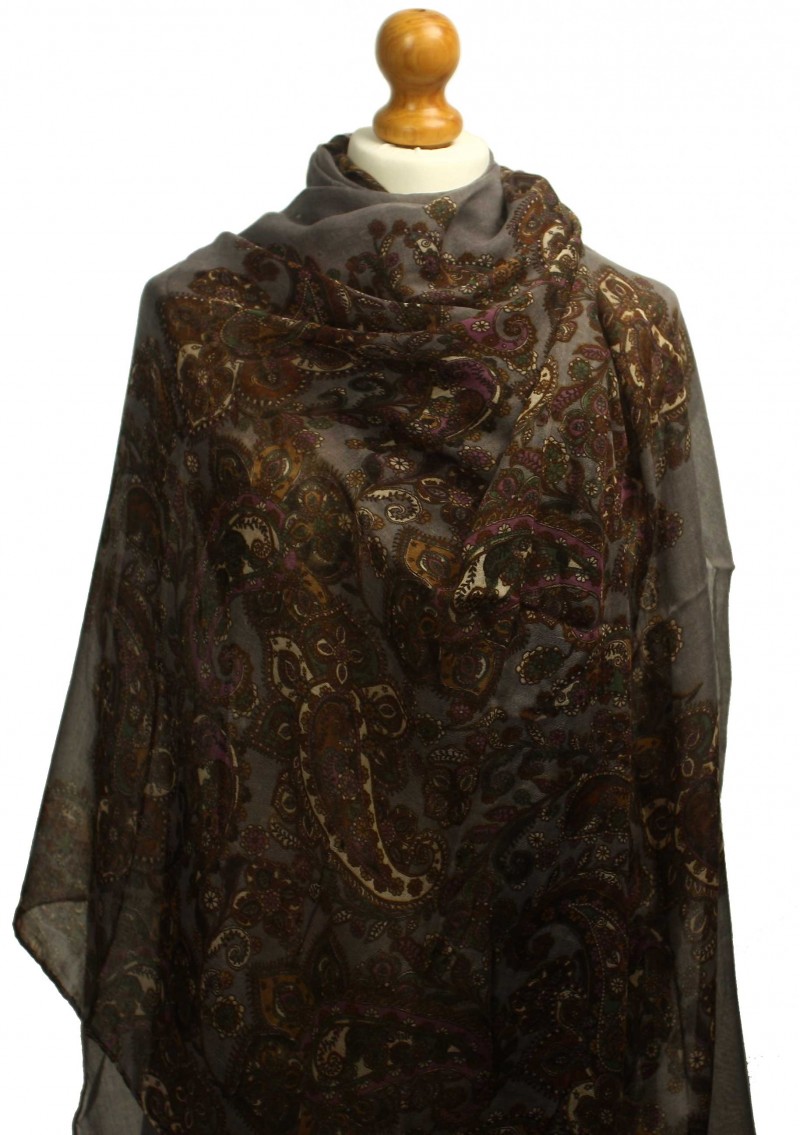 Peacock Paisley Grey