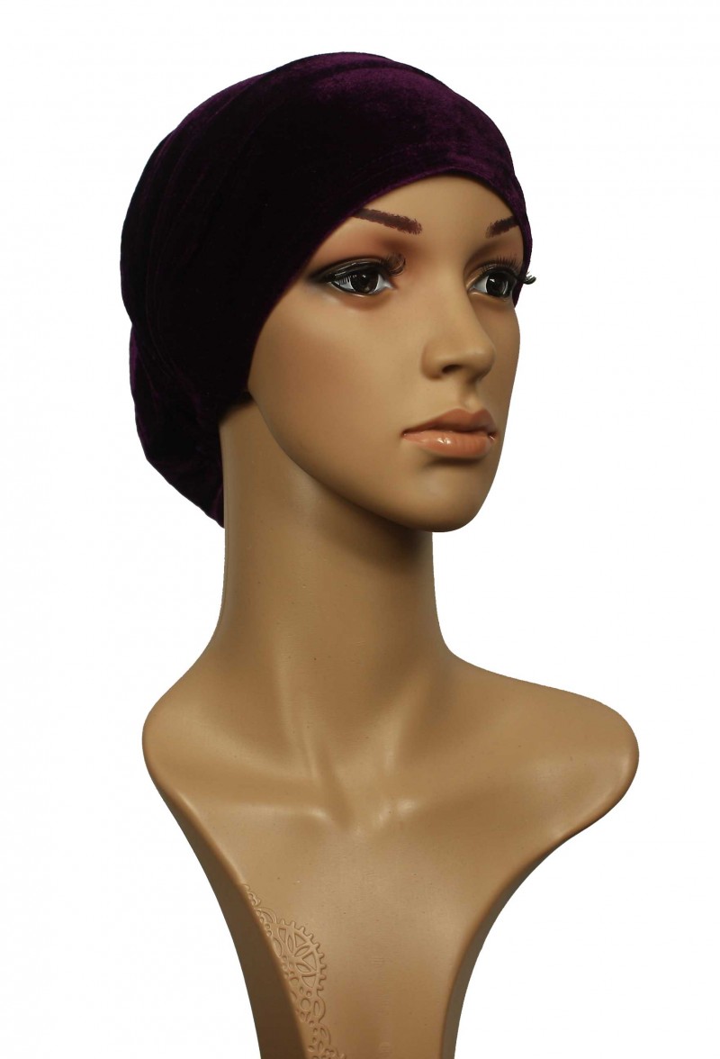 Plum Velvet Hijab Cap