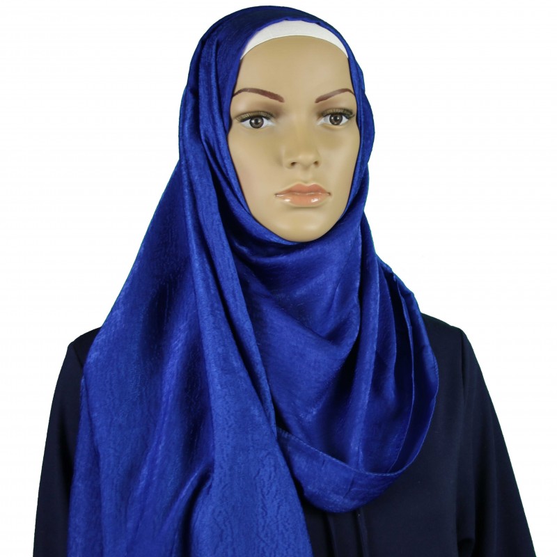 Royal Blue Velvet Silk Maxi Hijab