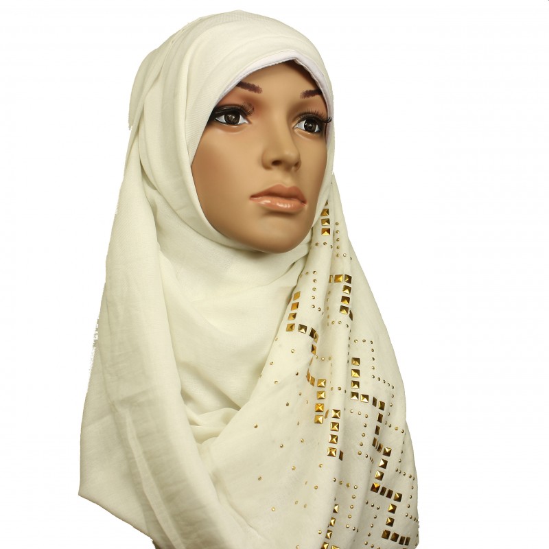 White Zig Zag Studded Hijab