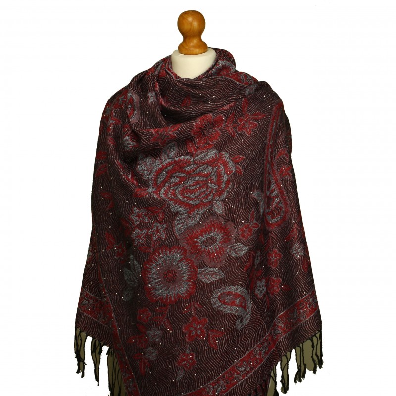 Rose Pashmina Diamante Black