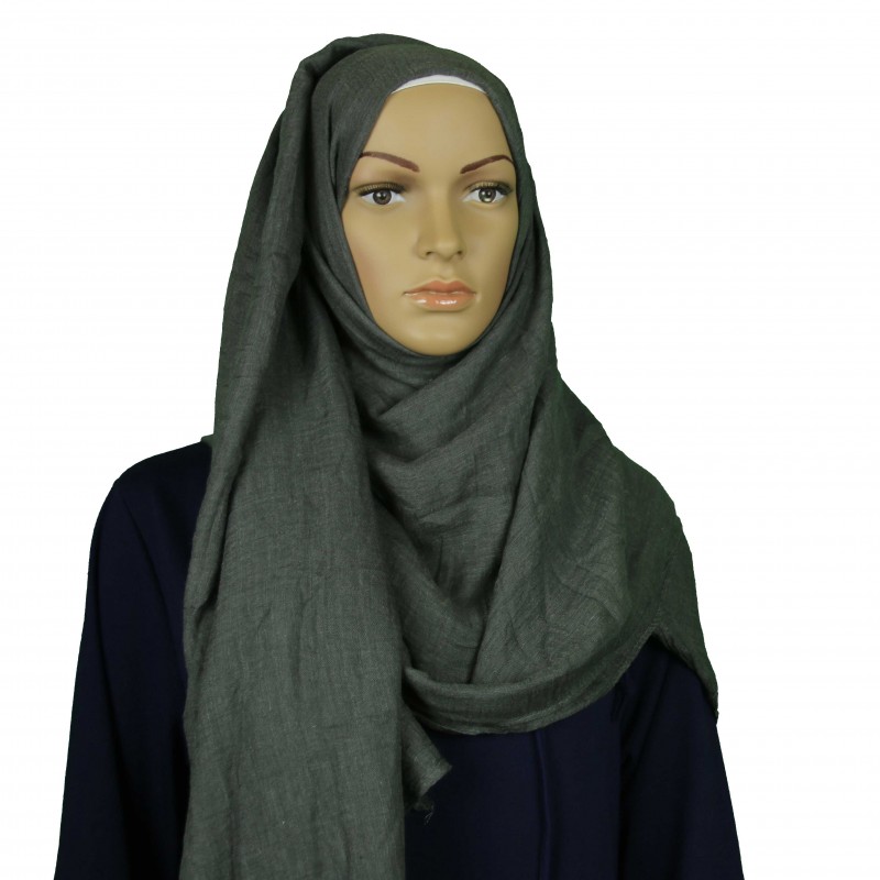 Dark Grey Cotton Linen Extra Maxi Hijab