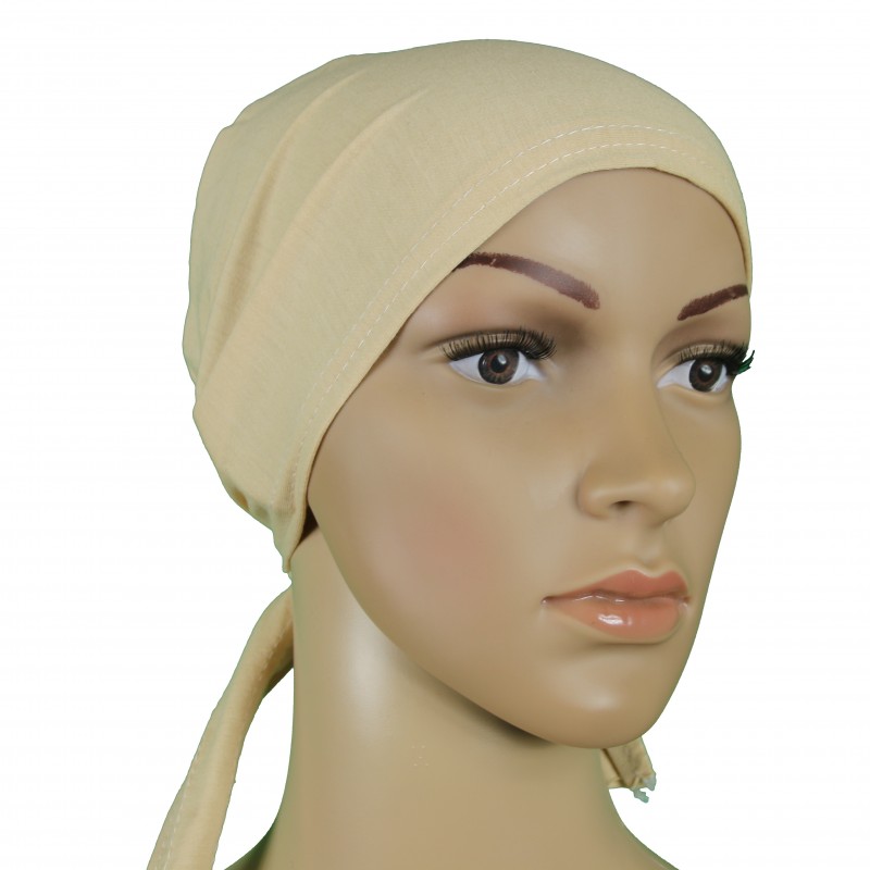 Cream Tie Back Hijab Cap