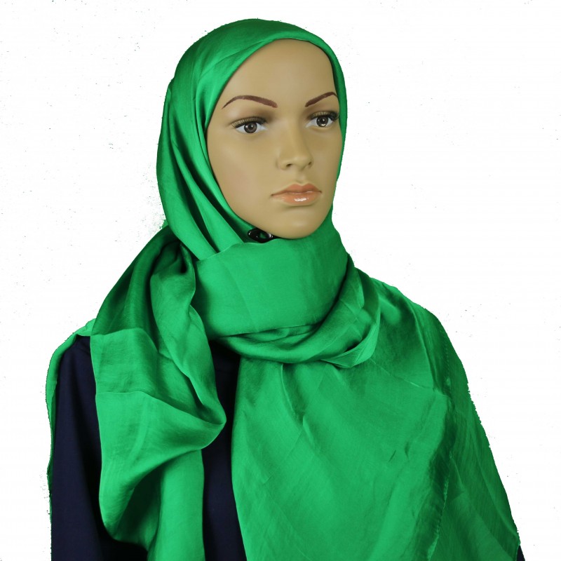Green Silk Maxi Square Hijab